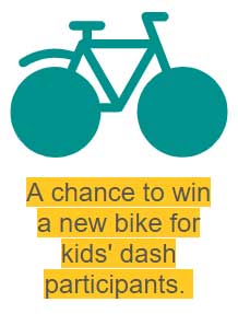 a chance to win a new bike for kids' dash participants