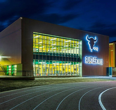 CMR Fitness Center - Photo of outside of new fitness center at CM Russell High School