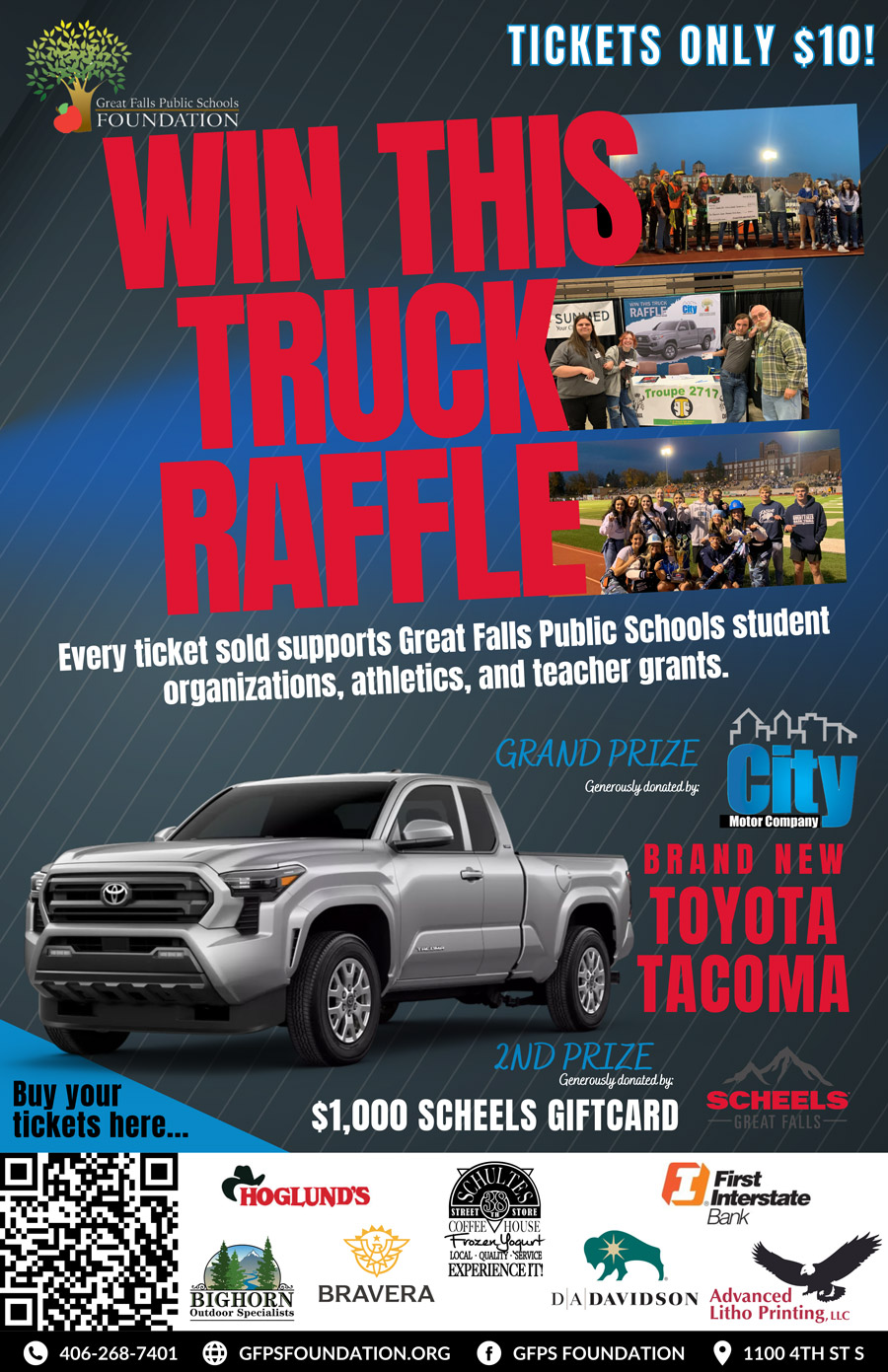 Win this truck raffle poster, 2024